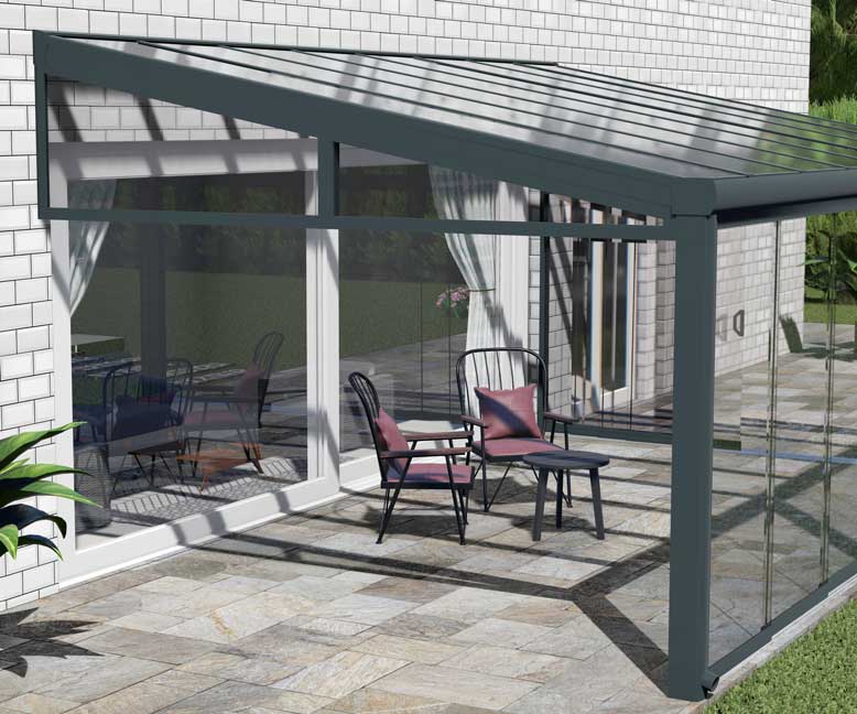 Festelement für Terrassenüberdachungen nach Maß (Nur Keil) Anthrazit RAL 7016 in Breite 2000