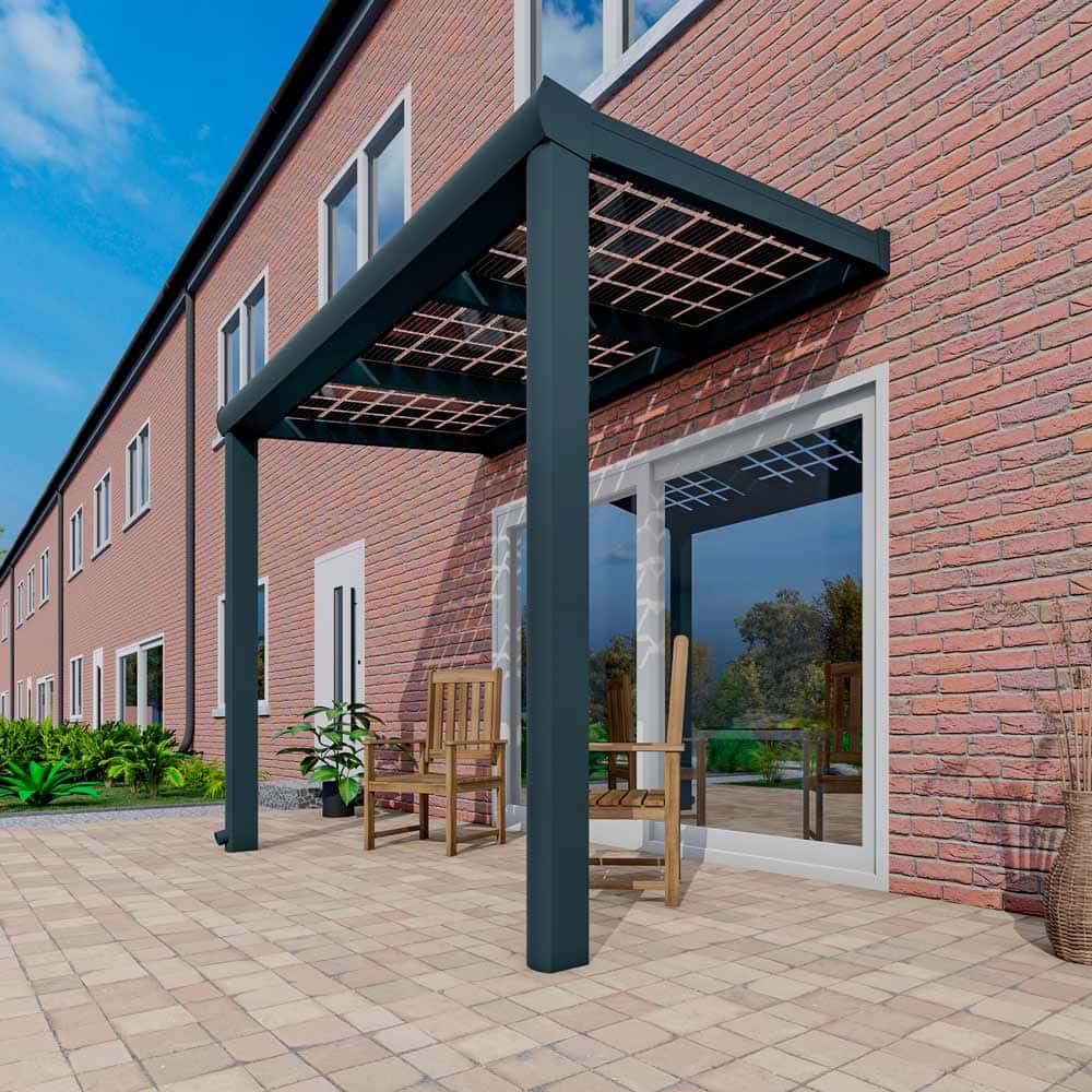 Solarüberdachung Anthrazit RAL 7016 in Breite 3060 x Tiefe 1600