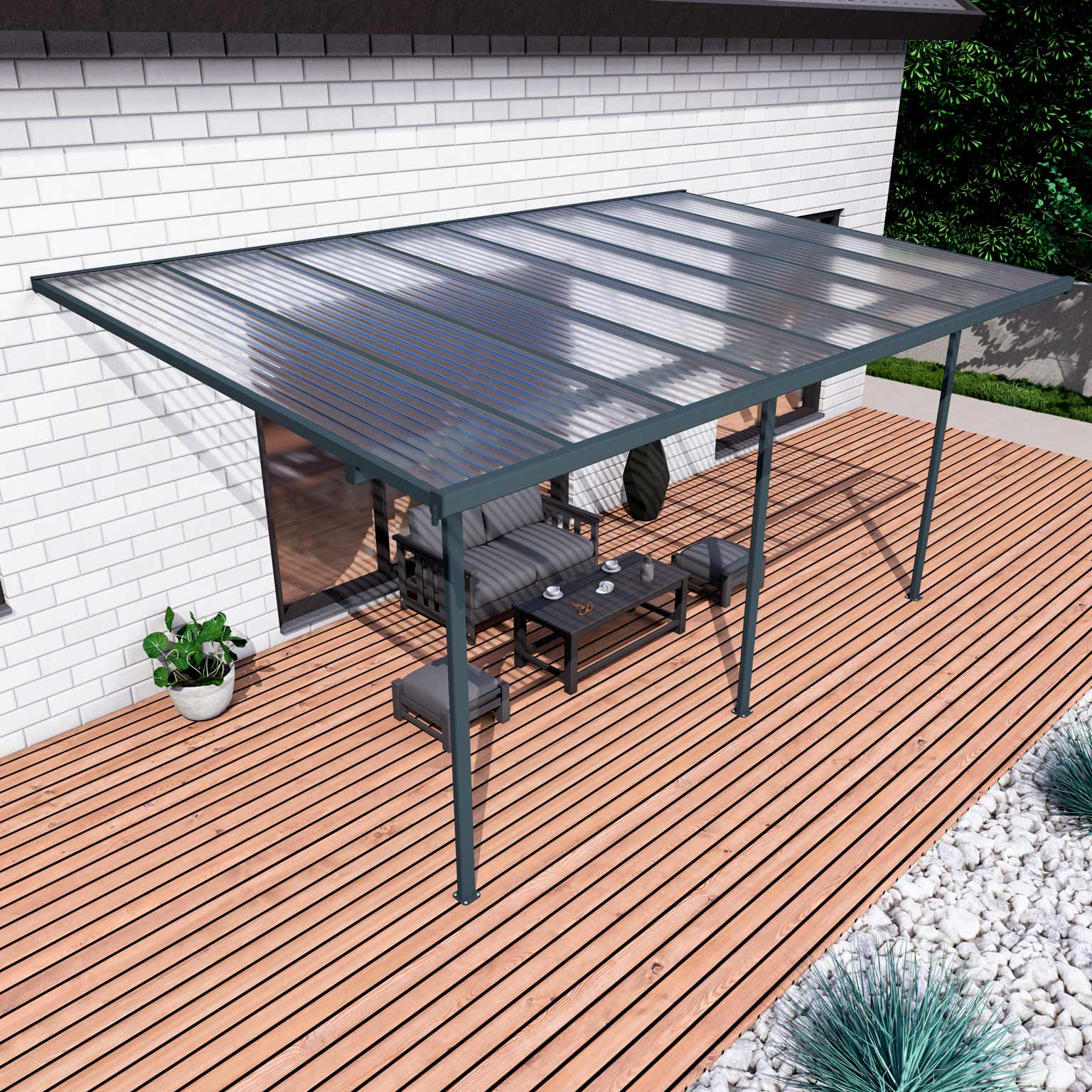 Terrassenüberdachung Venlo in Breite: 3000mm x Tiefe: 3000mm x Höhe: 2450mm