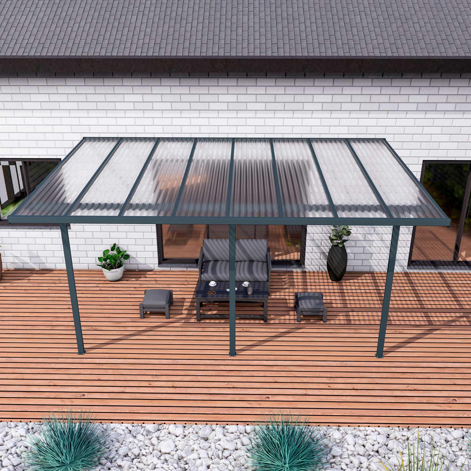 Terrassenüberdachung Venlo in Breite: 3000mm x Tiefe: 3000mm x Höhe: 2450mm - Bild 4