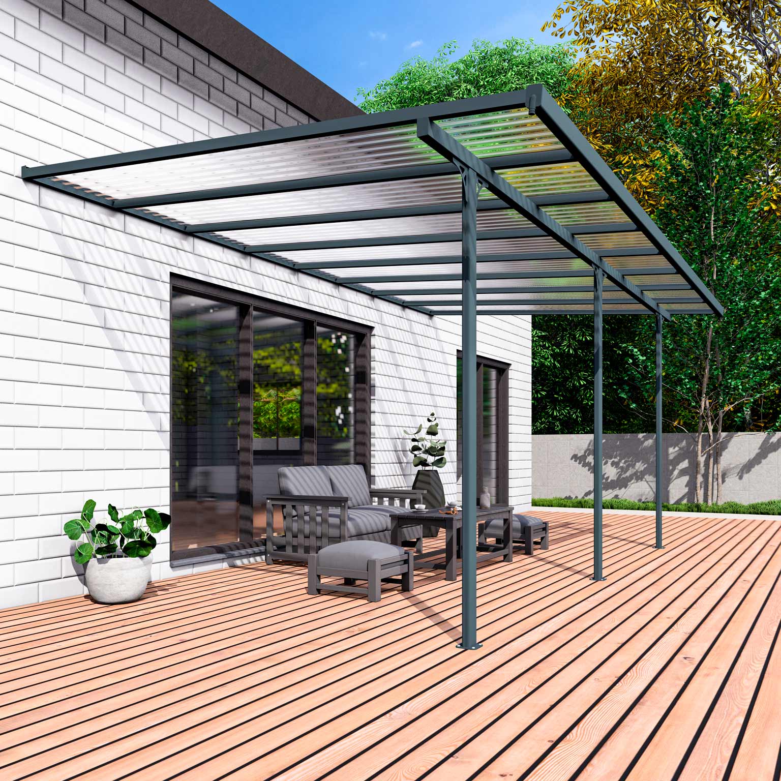 Terrassenüberdachung Venlo in Breite: 3000mm x Tiefe: 3000mm x Höhe: 2450mm - Bild 2